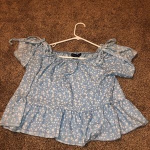 blue off the shoulder top
